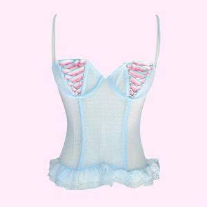 Sophie B. | deadstock y2k sheer pastel baby blue corset bustier top